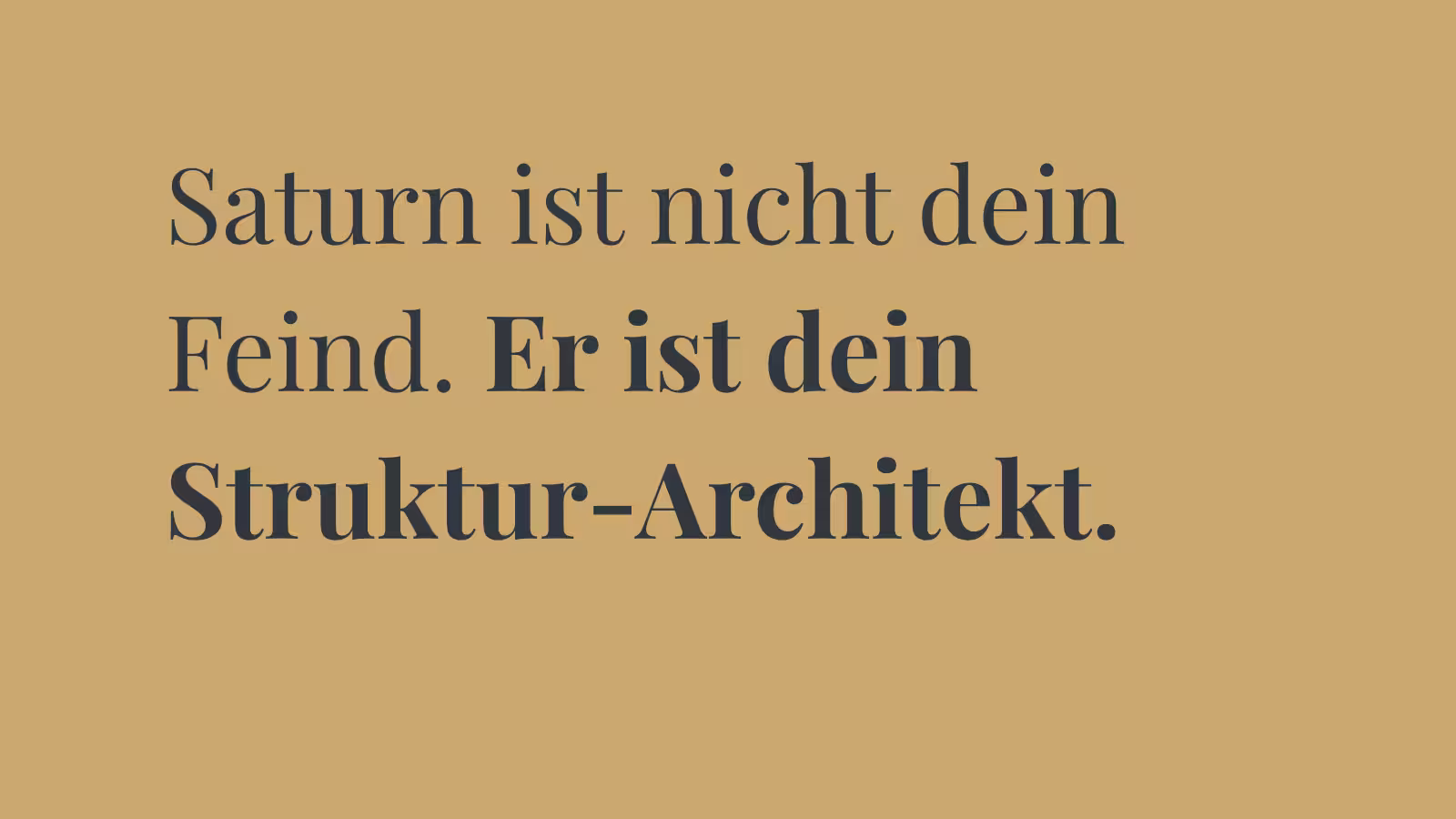 Visuelle Kachel im Design-Stil von Iris Kläre Zillken: Saturn ist nicht dein Feind. Er ist dein Struktur-Architekt.